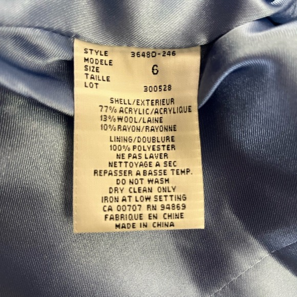 TRIBAL Size 6 Tweed Tan/Blue/Navy Wool Blend Coat Stylish Modern Women - Picture 6 of 6